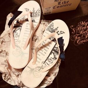 Brand new vintage Juicy Couture platform sandals flip flops pink 7